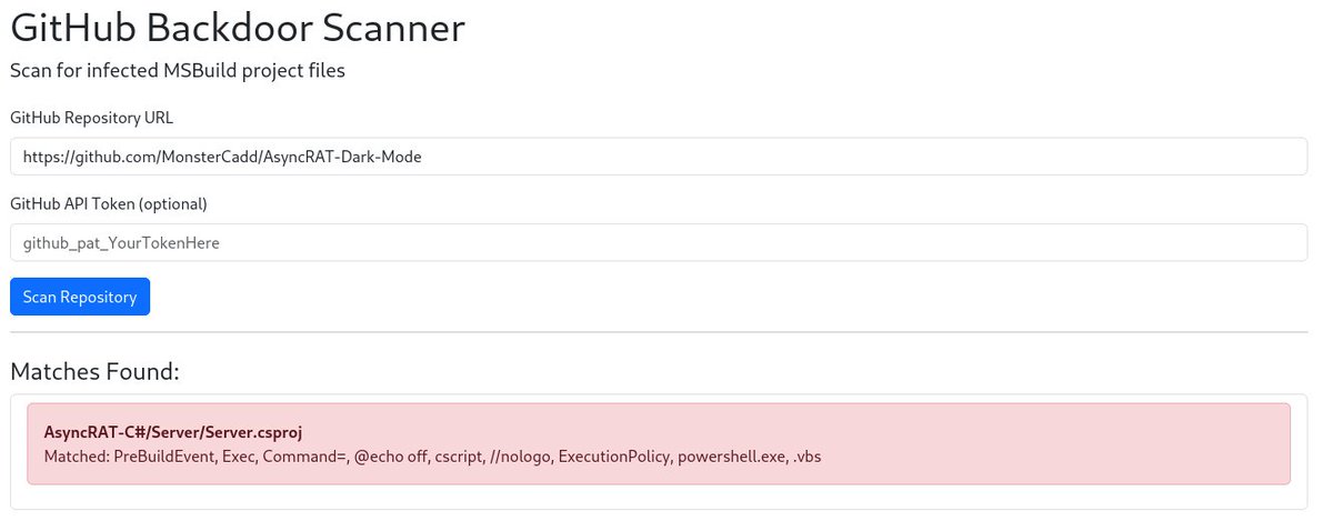 nextronresearch's tweet photo. In the past few days we have observed an increasing amount of backdoored malware source code
releases on GitHub. The repositories were spread by multiple threat intelligence accounts on X.

The malware uses MSBuild project files with build events to execute malicious code. The observed malware uses a multi stage approach dropping multiple script based payloads, until eventually dropping an Electron based credential stealer.

We created a simple website as well as a script to help you identify these repositories.

Website
https://t.co/Fb3GnUCFWm

Source Code
https://t.co/1YgBMX2iyS

Example repo (malicious!)
hxxps[:]//github.com/Orshity/Batch-Malware-Builder-FUD-Crypter-AV-UAC-Bypass/
