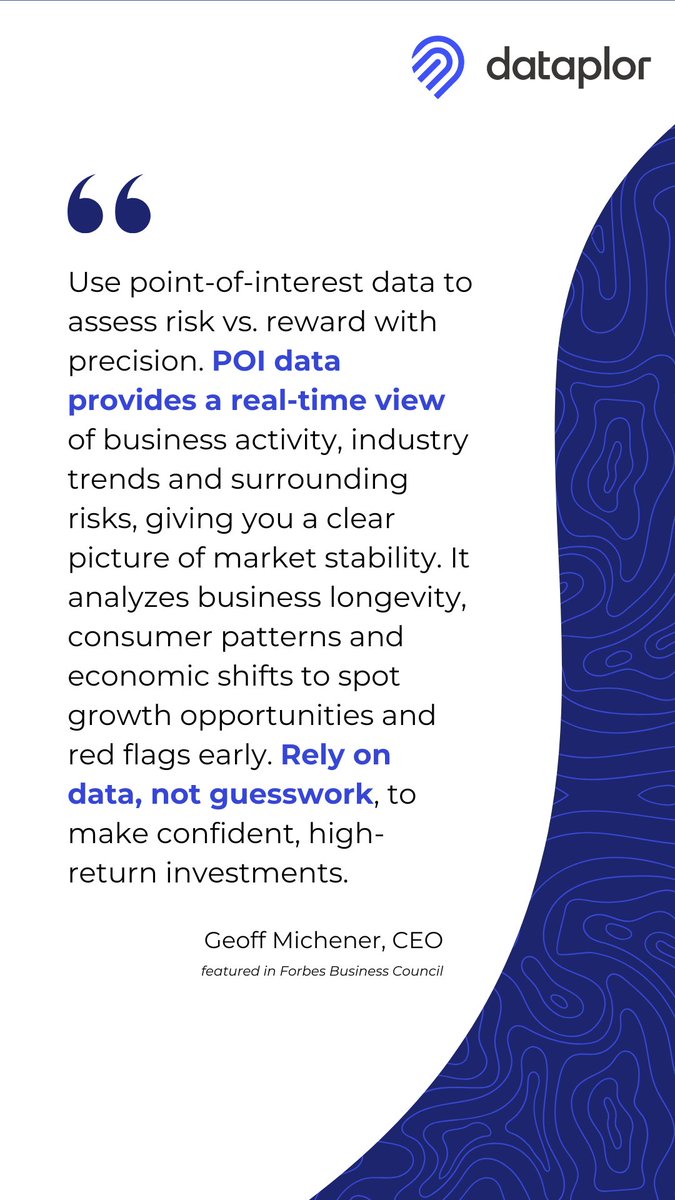 dataplor (@dataplor) on Twitter photo dataplor CEO Geoff Michener was featured in <a href="/ForbesBizCncl/">Forbes Business Council</a> sharing how POI data helps real estate investors see what’s actually happening on the ground—from business activity to industry trends.
Want to learn more? Read the full article here: hubs.la/Q03hLCsS0 dataplor CEO Geoff Michener was featured in <a href="/ForbesBizCncl/">Forbes Business Council</a> sharing how POI data helps real estate investors see what’s actually happening on the ground—from business activity to industry trends.
Want to learn more? Read the full article here: hubs.la/Q03hLCsS0