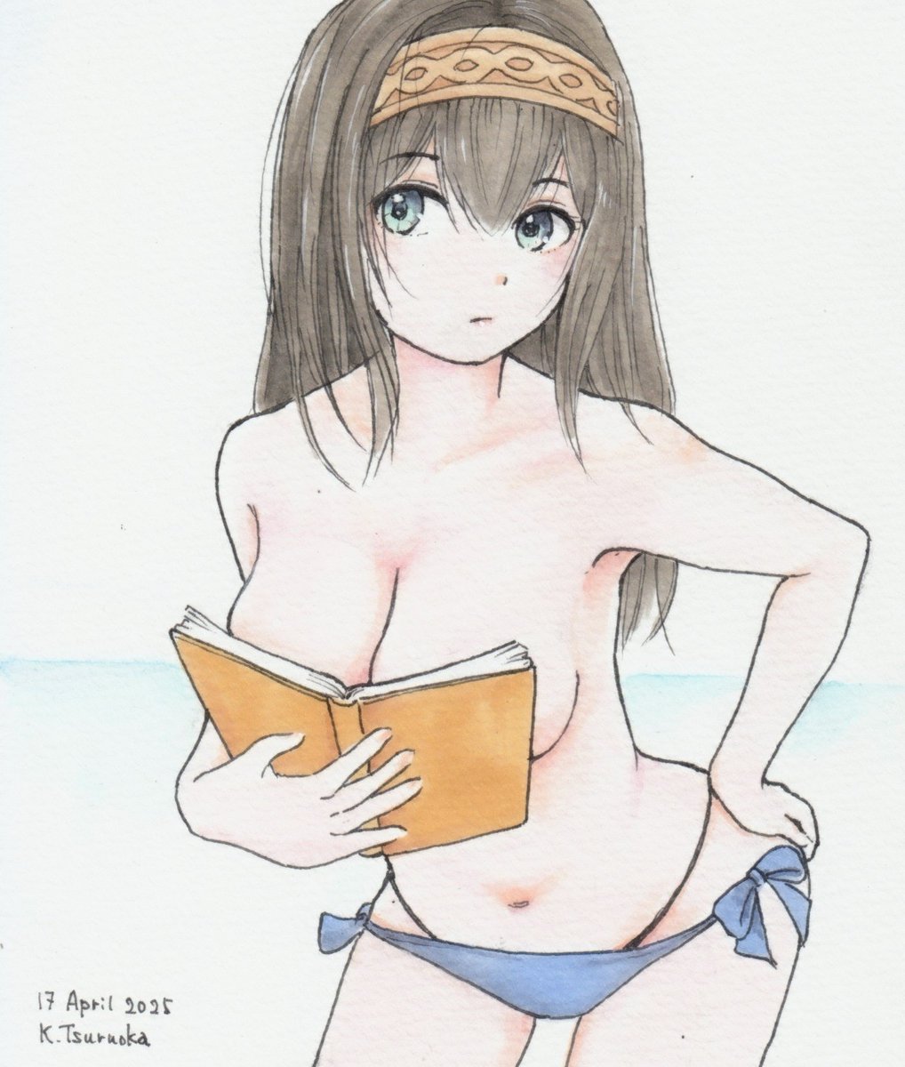 鷺沢文香 「清楚系ということで、デレマス鷺沢文香を描いてみました。文香さん、その本に何が書い」|Kaz Tsuruokaのイラスト