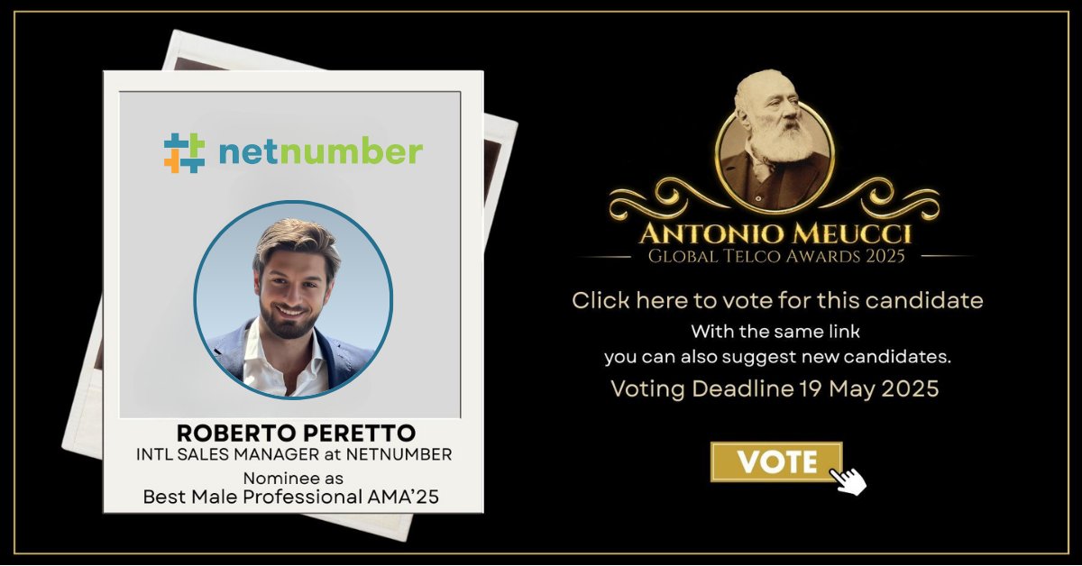 🎉 Congrats to our very own Roberto Perreto on his nomination for Best Telco Professional of the Year 2025 at the Antonio Meucci Global Telco Awards!

✅ Vote here: hubs.ly/Q03hPcKw0
🗓️ Deadline: Mon, 19 May 2025

Let’s get him to Phase 2!