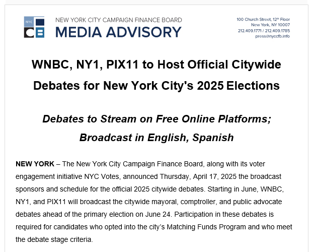 msabedi's tweet image. 🚨DEBATE NEWS: @NY1 is hosting several debates in partnership with the @NYCCFB and our amazing co-sponsors... including one in the crowded Democratic primary race for mayor.