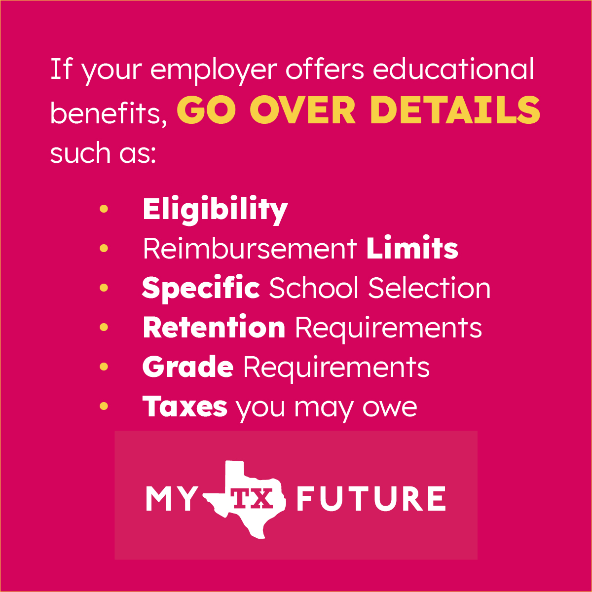 If you're planning to earn a degree, a certificate, or just take a few classes to build your skills, your employer might be ready to invest in you. It never hurts to ask!🙌  #mytexasfuture #financialaid