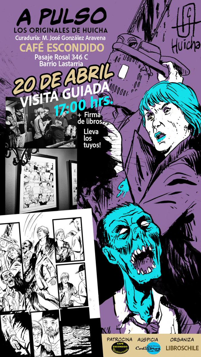 VISITA GUÍADA... Se acerca el final!
Este domingo 20 de abril, a las 17:00 hrs. se realizará una actividad de cierre en mi exposición "A Pulso" en @cafeescondido_lastarria 
Será un verdadero honor poder contar con vuestra presencia.
Se agradecen la difusión!