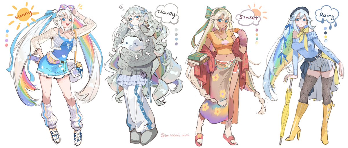 im_hidari_mimi's tweet photo. New character design I came up with! Her appearance changes depending on the weather ⛅️ https://t.co/Rm903HWvAi