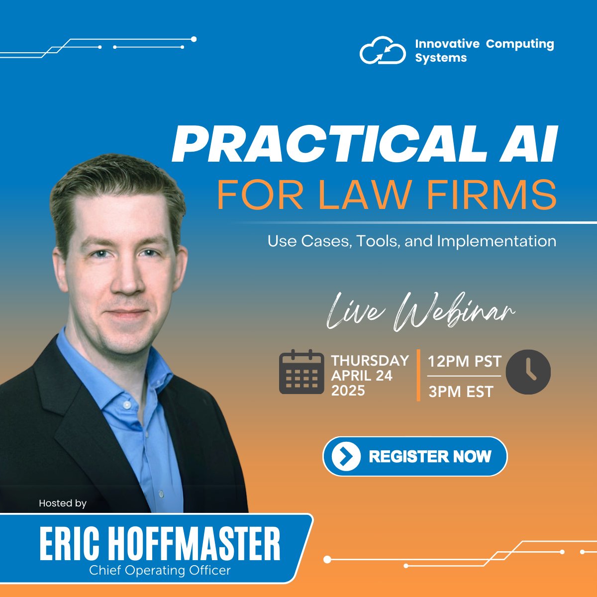 In this AI-focused webinar, Eric will break down:
 📌 How AI tools like ChatGPT &amp; Copilot fit into legal workflows
 📌 Real-world examples of AI saving firms time
 📌 How to get your team on board with AI
📅 April 24 | 3 PM ET / 2 PM CT
 🔗 Register now: bit.ly/4j1XqWu