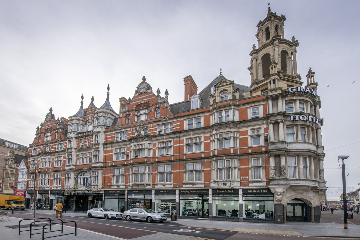 The “Grand” is back on Granby Street as we celebrate World Heritage Day. Wonderful seeing the refurb of the Grade II listed Hotel’s street facing ground floor &amp; shops. Funded by award from the High St Heritage Action Zones programme, with the hotel owners contributing.