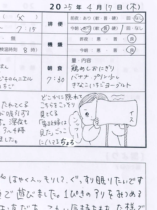 2025.04.17(thu)
1y10m03d

幼児の上目遣いかわいい

#連絡帳de育児記録
#育児日記 #育児絵日記 #育児イラスト
#1歳 #2023jun_baby
#ママ垢さんと繋がりたい 