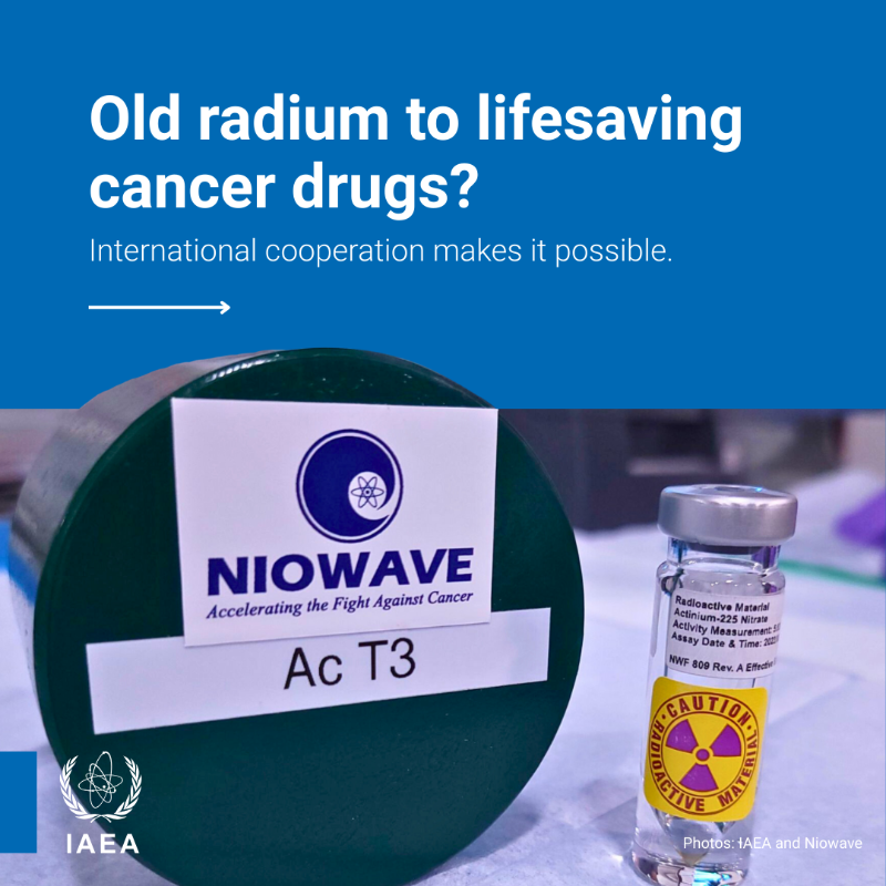 iaeaorg's tweet photo. Did you know that old radioactive sources can be recycled to produce modern cancer drugs? Through the IAEA, countries coordinate the safe transfer of disused radioactive sources to partners with advanced technology, where they are recycled into lifesaving radioisotopes.