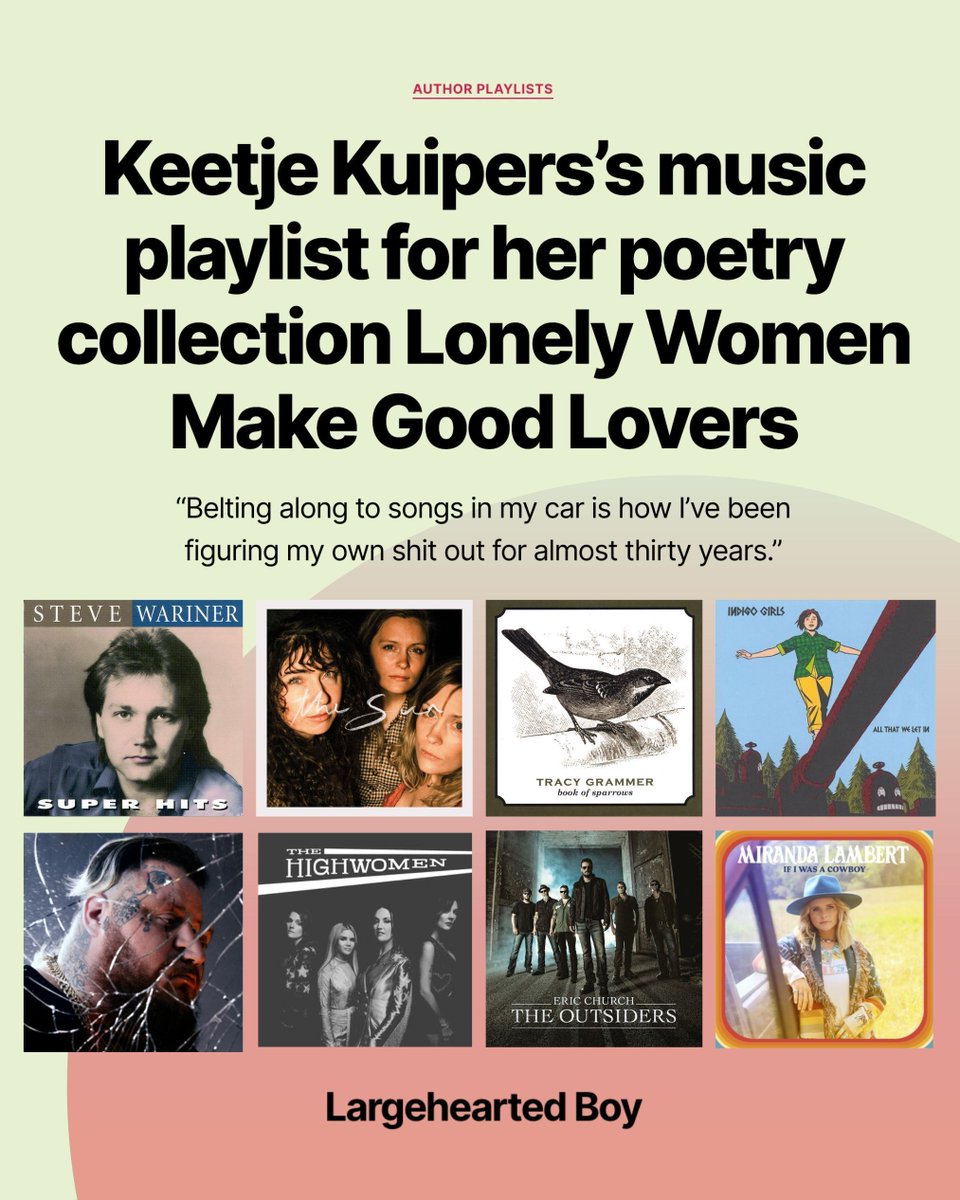 Pine State Publicity (@pinestatepub) on Twitter photo What are we playing this morning? Keetje Kuipers' playlist for LONELY WOMEN MAKE GOOD LOVERS, kicking off with the title track. All thanks to <a href="/largeheartedboy/">David Gutowski</a> ⭐ What are we playing this morning? Keetje Kuipers' playlist for LONELY WOMEN MAKE GOOD LOVERS, kicking off with the title track. All thanks to <a href="/largeheartedboy/">David Gutowski</a> ⭐