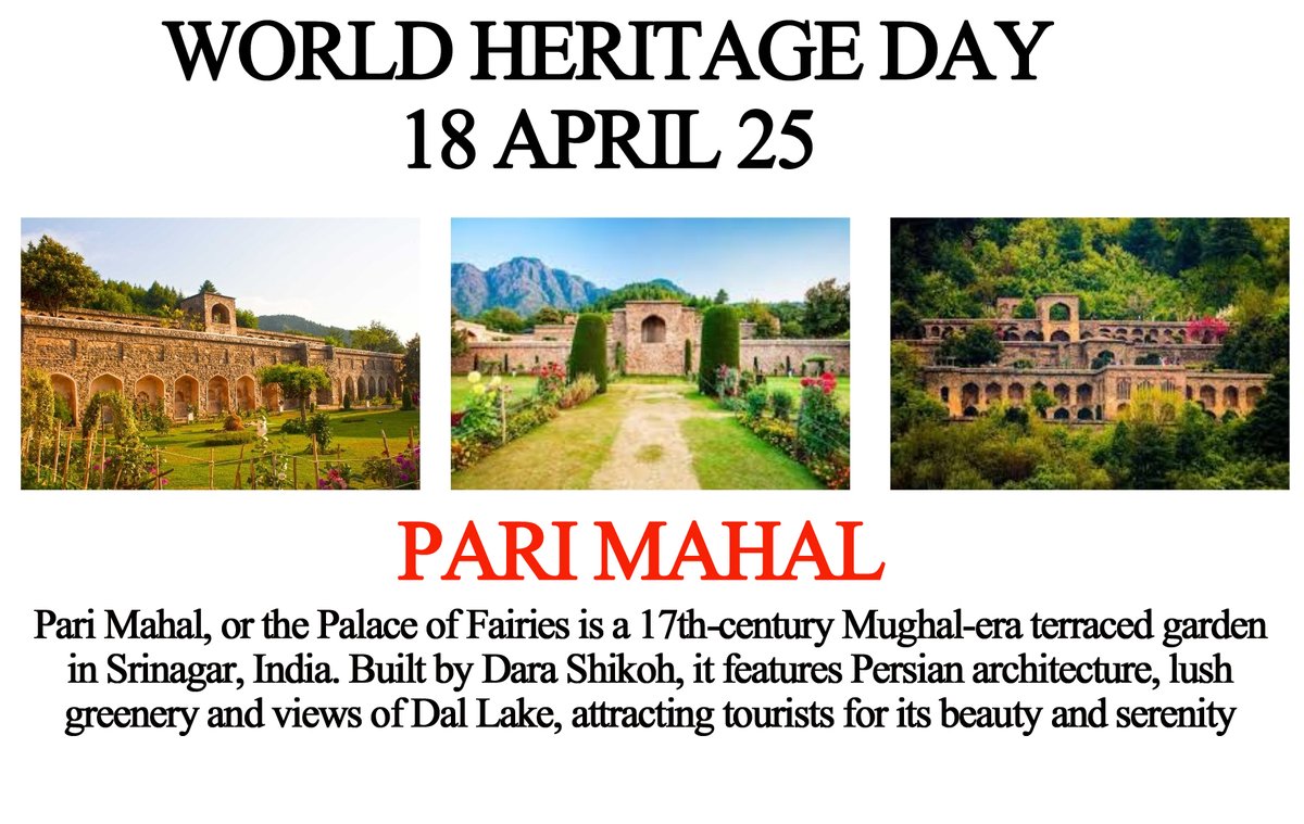 rayaan958's tweet photo. Pari Mahal where gardens bloom with wisdom and stars once guided seekers.
A palace of light and legacy. #WorldHeritageDay
#Parimahal #JKHeritage #ExploreJK #JKTourism #PrideOfJ&K https://t.co/dLAvt4LcF8