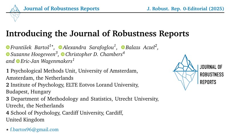 We just launched a diamond open-access journal called Journal of Robustness Reports!

The journal will publish short reanalyses of published empirical research findings.