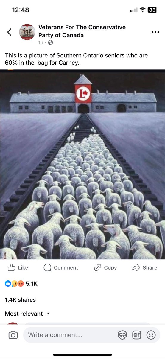 Dear <a href="/CPC_HQ/">Conservative Party</a> &amp; @Pierre Poilievre 
Senior here. 
Can you get anymore frigging disgusting?
Both Seniors and Jewish Canadians should be outraged by this.
How dare you call us sheep and compare it to the holocaust. 
Someone needs to apologize for this and it starts at the top. WOW!
