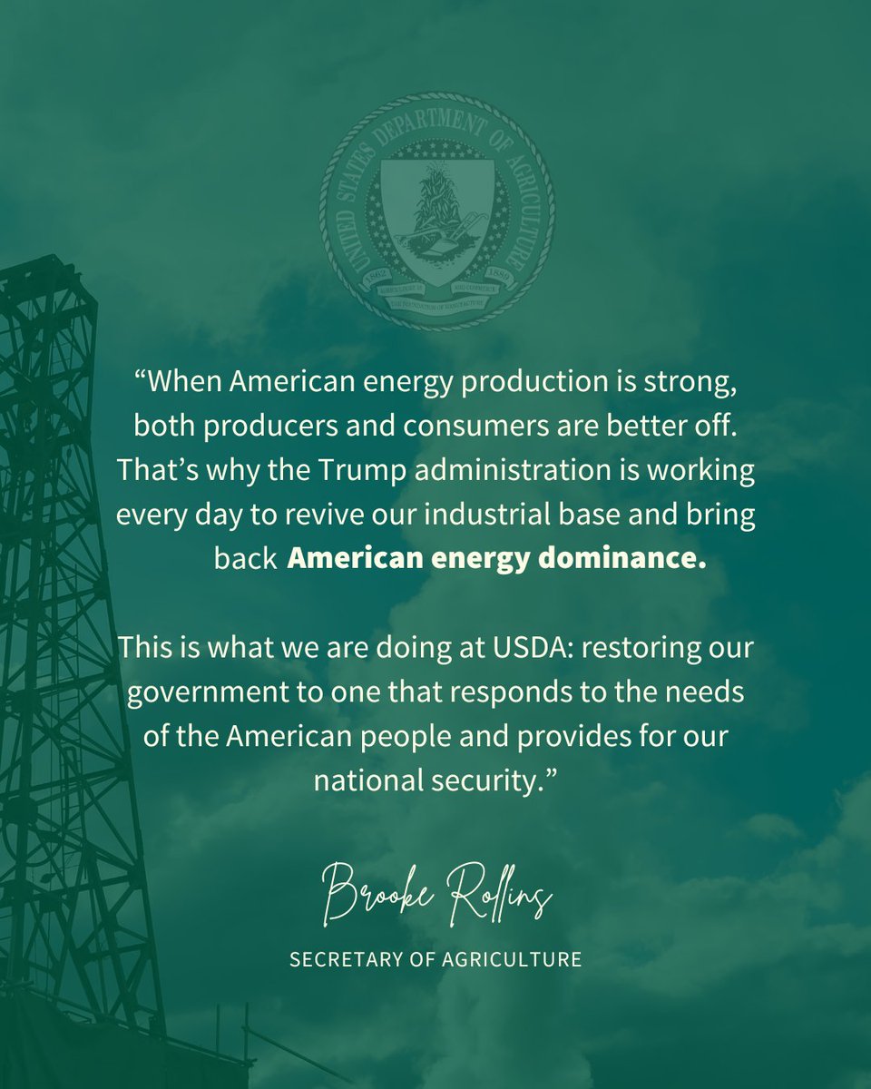 Secretary Brooke Rollins (@secrollins) on Twitter photo The <a href="/USDA/">Dept. of Agriculture</a> is bringing back timber & mineral production on federal land!🌲⛏️
We are reviving rural economies, securing American supply chains, and restoring common sense. The <a href="/USDA/">Dept. of Agriculture</a> is bringing back timber & mineral production on federal land!🌲⛏️
We are reviving rural economies, securing American supply chains, and restoring common sense.