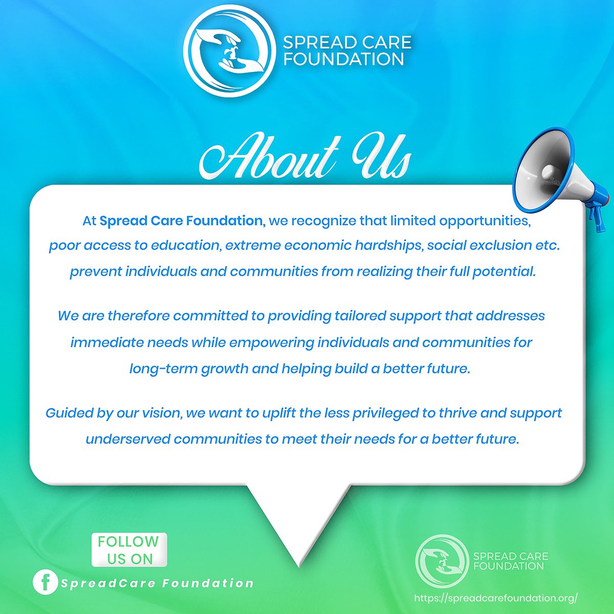 spreadcare_'s tweet photo. At Spread Care Foundation, We believe in the Power of Compassion and Community. 
Every act of kindness, no matter how small, creates ripples of change. Together We’re building a brighter future. 💛

Join us in Spreading Love, Hope and Care! ✨
#SpreadCare #SCF #KindnessMatters https://t.co/BthdgkgYVy