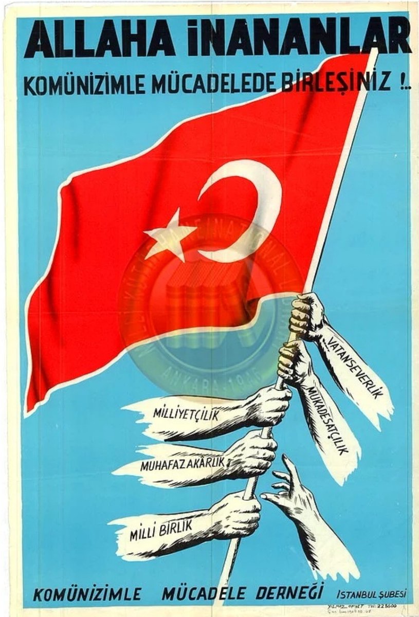 Allaha İnananlar. Komünizmle Mücadele Derneği afişi.