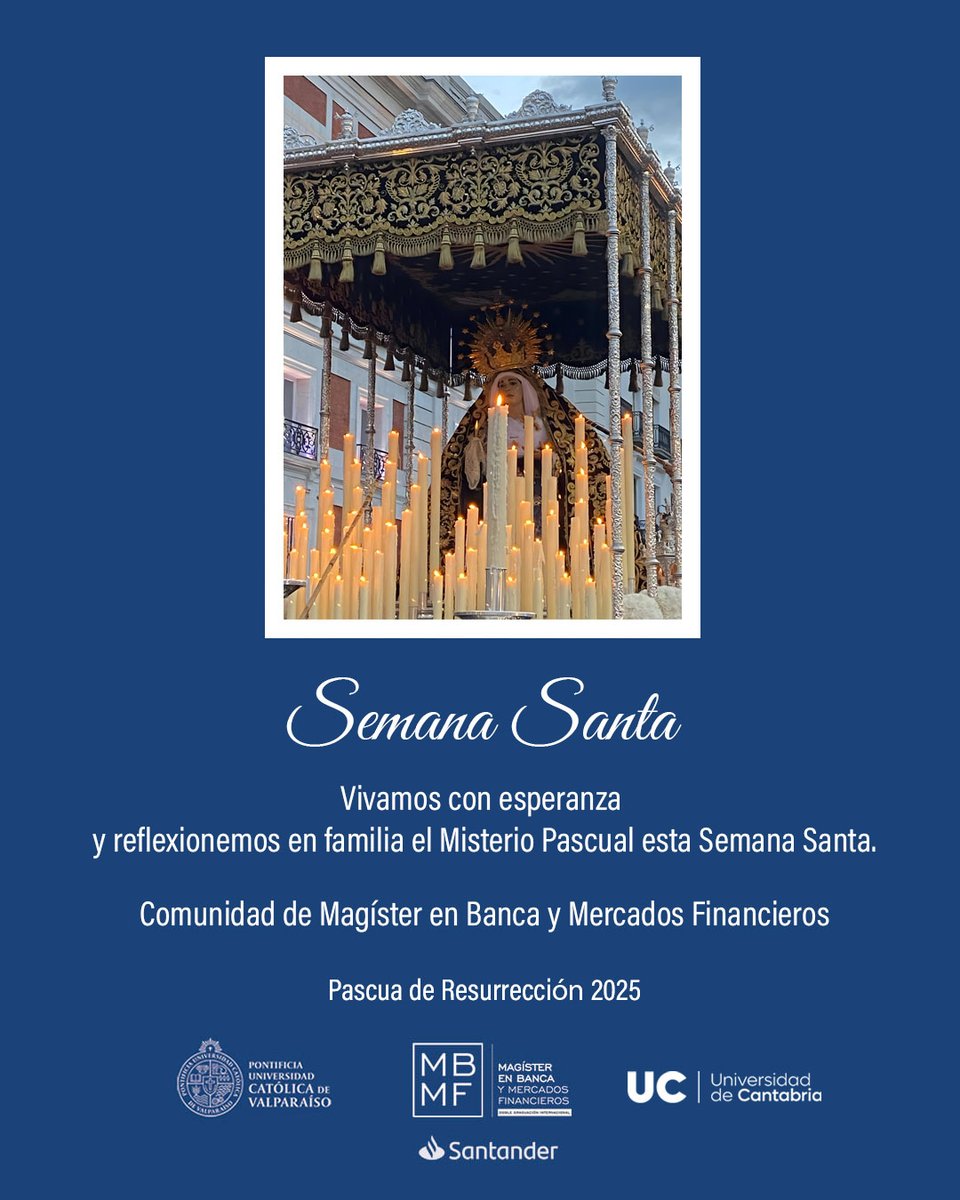 #SemanaSanta2025 ✝

<a href="/pucv_cl/">PUCV</a> <a href="/santanderchile/">Banco Santander Chile</a> <a href="/unican/">Universidad de Cantabria</a>  <a href="/postgradosPUCV/">PostgradosPUCV</a> <a href="/PUCV_Santiago/">PUCV Santiago</a> <a href="/SANFI_Institute/">SANFI | Santander Financial Institute</a>