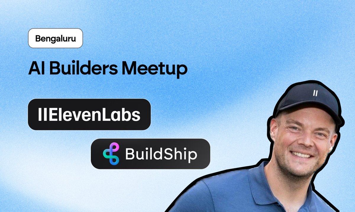 Harini Janakiraman (@harinilabs) on Twitter photo ๐จ <a href="/elevenlabsio/">ElevenLabs</a> x <a href="/BuildShipApp/">BuildShip</a> present an epic AI builders event ๐ฅ
Bangalore friends, don't miss it!
Special guest <a href="/thorwebdev/">Thor ้ท็ฅ โก๏ธOffline ๐ด๐น๐ผ๐๏ธ</a> will be joining us! And a big thanks to our awesome cohosts <a href="/AntlerIndia/">Antler India</a> <a href="/Cloudflare/">Cloudflare</a> <a href="/GDGBLR/">GDG Bangalore</a>
Grab a seat ๐ lu.ma/7i8swlzy ๐จ <a href="/elevenlabsio/">ElevenLabs</a> x <a href="/BuildShipApp/">BuildShip</a> present an epic AI builders event ๐ฅ
Bangalore friends, don't miss it!
Special guest <a href="/thorwebdev/">Thor ้ท็ฅ โก๏ธOffline ๐ด๐น๐ผ๐๏ธ</a> will be joining us! And a big thanks to our awesome cohosts <a href="/AntlerIndia/">Antler India</a> <a href="/Cloudflare/">Cloudflare</a> <a href="/GDGBLR/">GDG Bangalore</a>
Grab a seat ๐ lu.ma/7i8swlzy