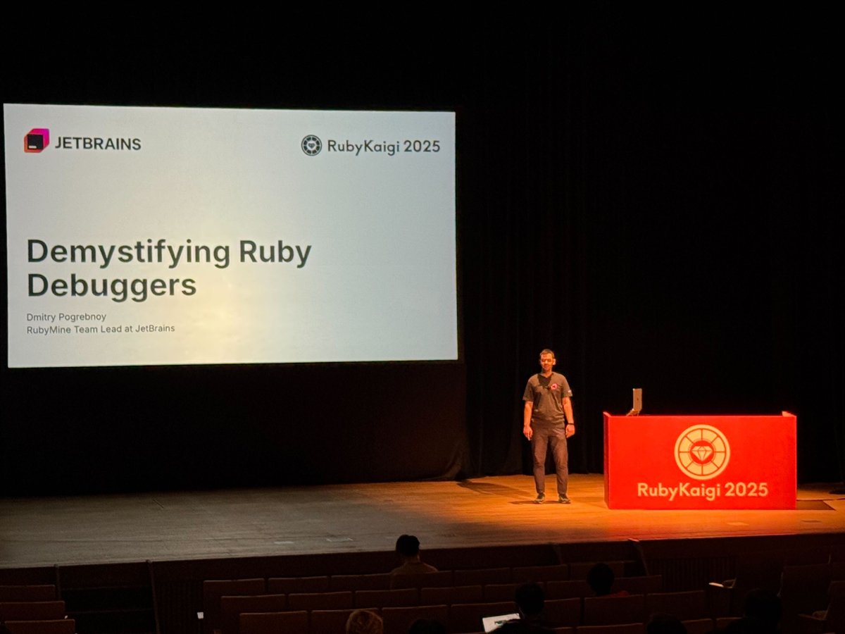 rubymine's tweet image. Day 2 of #RubyKaigi2025 was 🔥!
We had an expert talk from RubyMine team lead Dmitry Pogrebnoy, as well as some awesome demos and deep dives at the #RubyMine booth. The community provided tons of great feedback and questions, and of course, we had lots of fun along the way! 💎