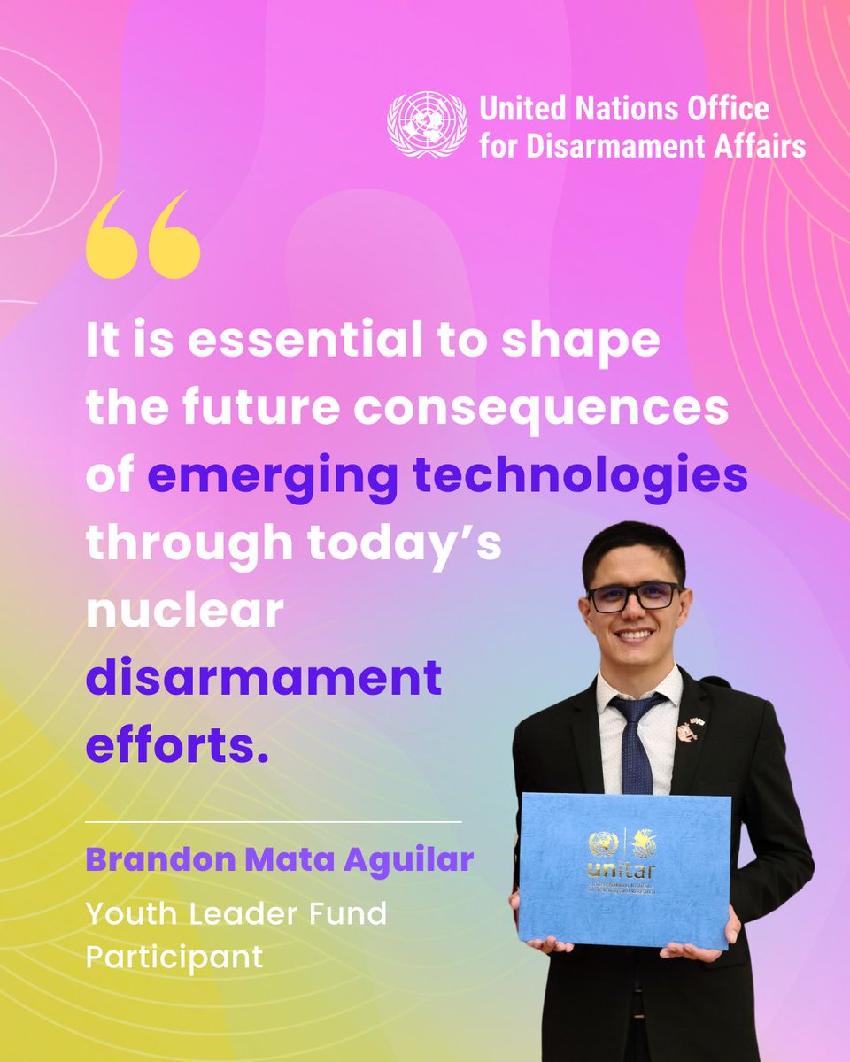 UN_Disarmament's tweet image. In Chapter 1, Brandon Mata Aguilar introduces the DeclarACTION adopted by the Youth Leader Fund (#YLF) participants as well as the role of emerging tech in nuclear disarmament. Are you ready?
Read➡️disarmament.unoda.org/unoda-occasion…

#disarmament #UN80 #mydisarmamentstory #empoweringyouth