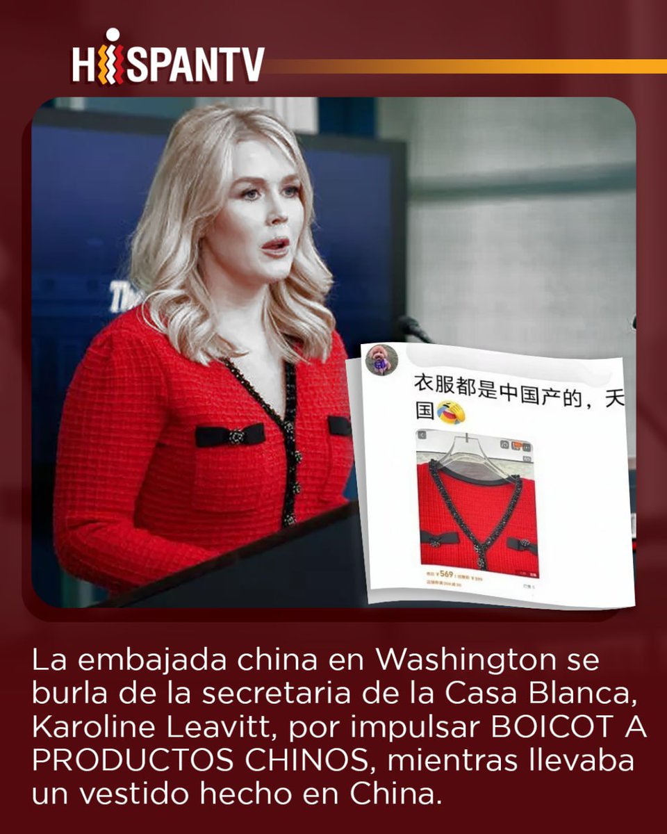 Impulsa boicot a #China usando ropa china. 
Así mero la hipocresía del gobierno de Trump 🇨🇳🇺🇸