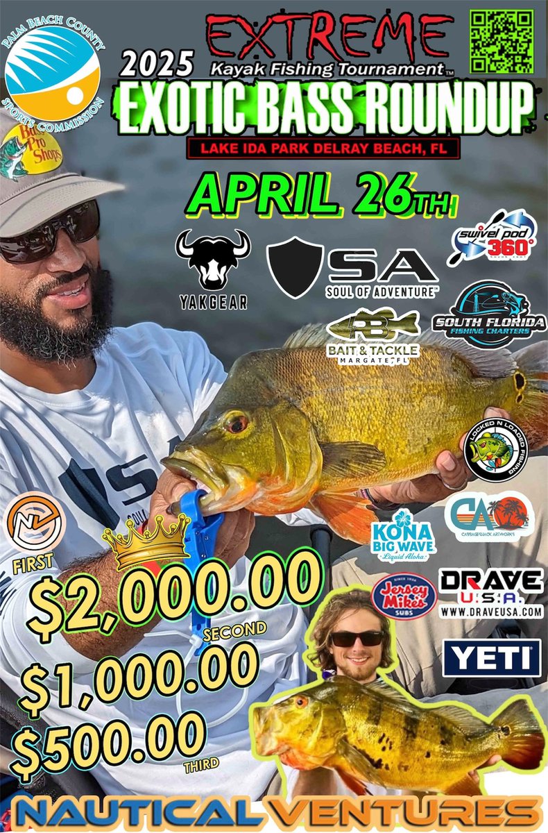 _EKFT's tweet image. ‼️Get ready for the most exotic showdown of the season‼️
The 2025 #ekft #exoticbassroundup is almost here taking place April 26th to Lake Ida Park West, Delray Beach, and we’re dropping some serious prizes!
For registration, rules &amp;amp; prizes visit our website.