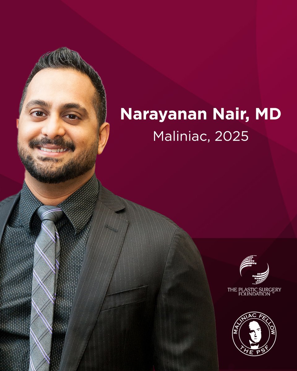 We're thrilled to welcome Narayanan Nair, MD, as a new Maliniac Fellow! Dr. Nair joins a distinguished circle of leaders committed to making a significant impact through philanthropy and advancing The PSF's mission. bit.ly/3E7BhHc #PlasticSurgery