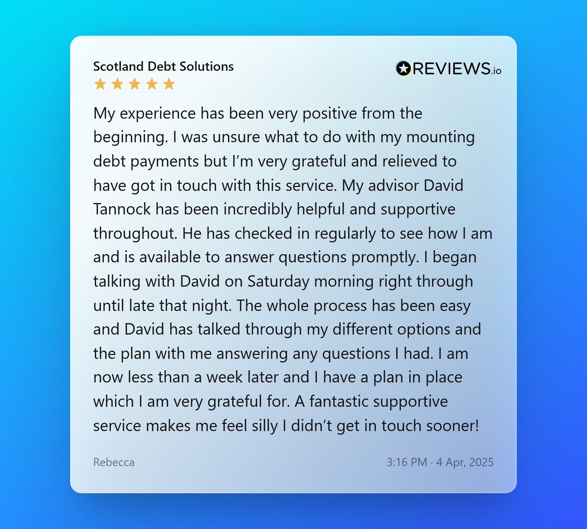 ScotlandDebt's tweet photo. "A fantastic supportive service makes me feel silly I didn’t get in touch sooner!" 

If you've been thinking about getting help, this is your sign to do it!
👉 Find out how we can help today: https://t.co/1FM0ZiAoq6 https://t.co/kdsZN30xAN