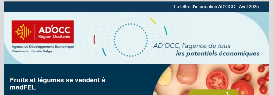 La lettre d'info de l'agence <a href="/ADOCC_/">AD'OCC</a> #avril est parue aujourd'hui 📰
Retrouvez : 
🔴 Nos actus : <a href="/VivaTech/">VivaTech</a>, export, agro, …
🔴 Les inscriptions à nos événements
🔴 Notre #accompagnement pour votre #croissance
Bonne lecture⤵️
eye.agence-adocc.com/m2?r=wAXNB-O4N…