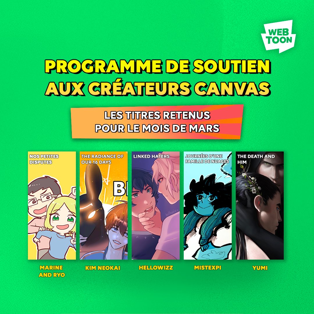 webtoonfrance's tweet photo. Voici les titres CANVAS retenus pour le mois de mars 🌟  : 

Félicitations ! 

#PSCC #CANVAS #WEBTOON 
1/2 https://t.co/Gp3CkIJM4T