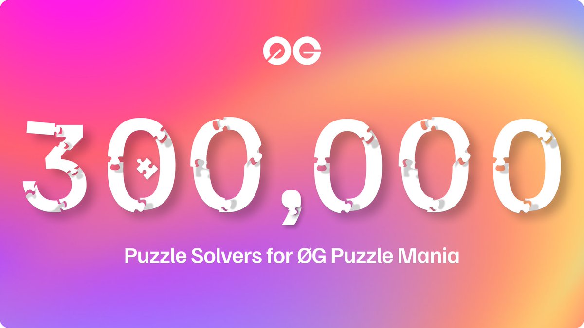 0g_CN's tweet image. 加入了 0G Puzzle Mania的参与者刚刚突破了 30 万名!
每天完成全新任务、邀请朋友加入、并参与每日 GM 活动,即有机会赢取精彩奖品……包括 0G 周边 和OneGravityNFT!
今天关注我们 @0g_CN 也更新在拼图任务当中!