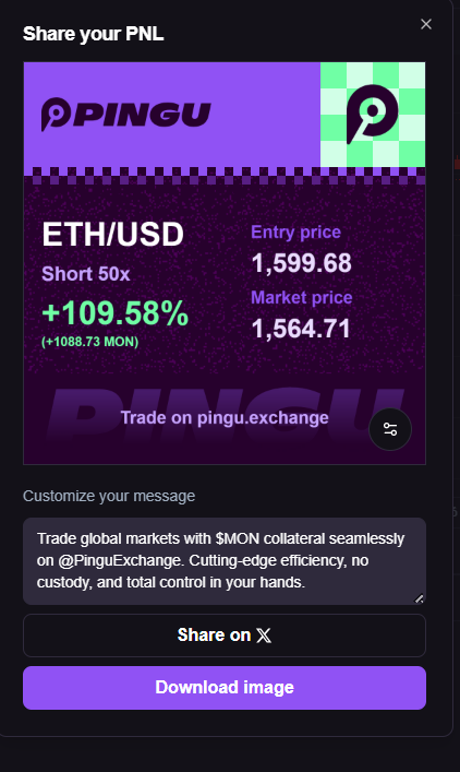 Just scored a big win in the weekly Icebreaker Trading Contest hosted by <a href="/PinguExchange/">PINGU</a> on the
@Monad_xyz testnet!
100mon air cho 1 ae  like, cmt giá eth đáy 7h sáng mai chốt sổ

<a href="/KaitoAI/">Kaito AI 🌊</a>
<a href="/monad_xyz/">Monad ⨀</a>
<a href="/PinguExchange/">PINGU</a>