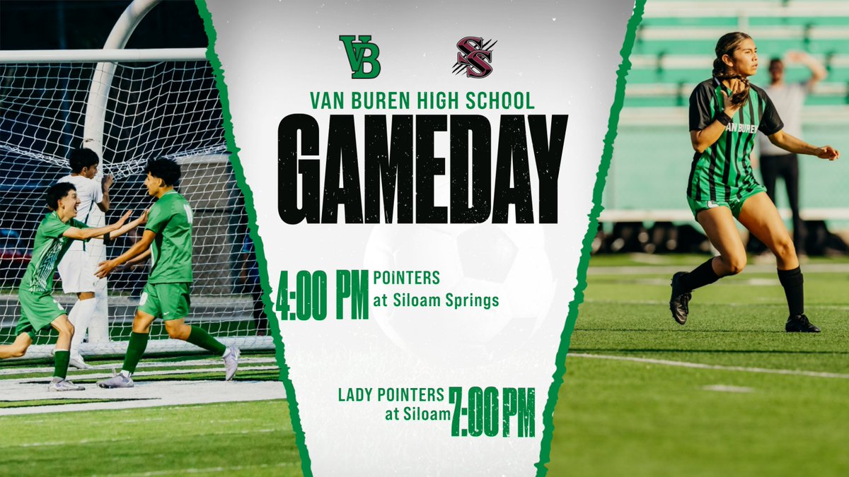 VBSD Activities/Athletics (@vbsdactivities) on Twitter photo GAMEDAY!
<a href="/VBHSboyssoccer/">Van Buren Pointers Boys Soccer</a> & <a href="/VbhsLPSoccer/">VBHSLadyPointerSoccer</a> travel to Siloam for a 5A West showdown!
4:00 - JVB followed by VB & VG GAMEDAY!
<a href="/VBHSboyssoccer/">Van Buren Pointers Boys Soccer</a> & <a href="/VbhsLPSoccer/">VBHSLadyPointerSoccer</a> travel to Siloam for a 5A West showdown!
4:00 - JVB followed by VB & VG