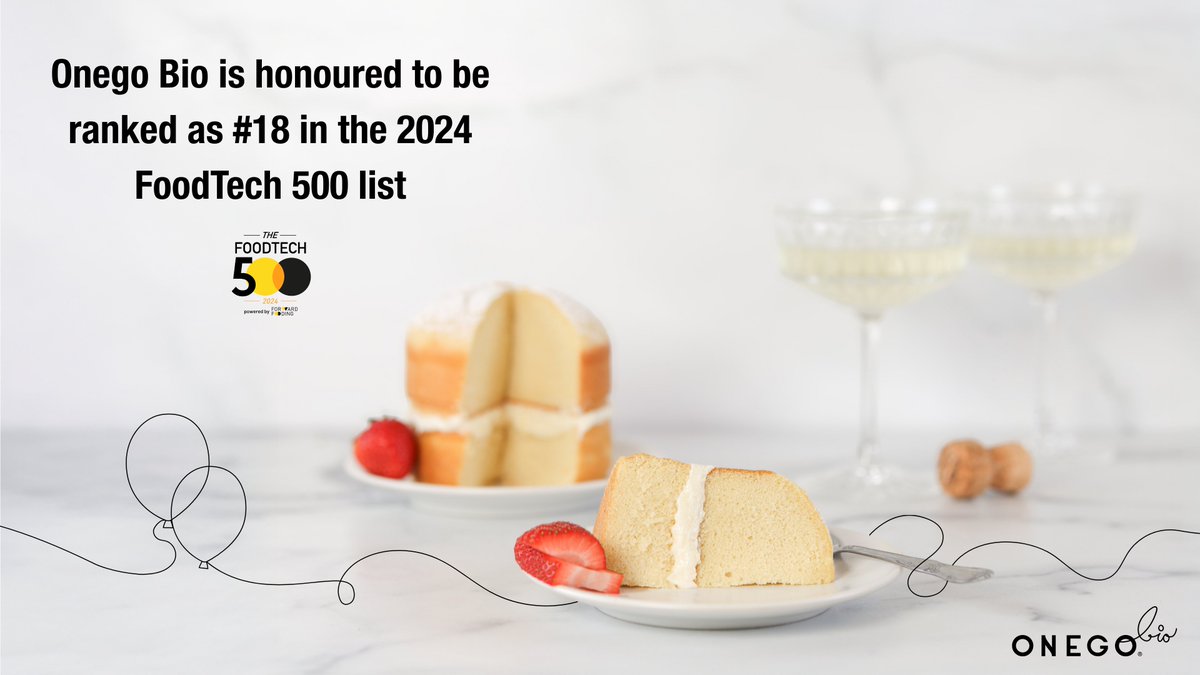 Onego Bio (@onego_bio) on Twitter photo Onego Bio is honored to be ranked as #18 in the 2024 FoodTech 500 list by <a href="/forwardfooding/">Forward Fooding</a>!
This recognition celebrates innovative companies at the intersection of food, technology, and sustainability – a space that perfectly aligns with our mission.🍰
#Bioalbumen® Onego Bio is honored to be ranked as #18 in the 2024 FoodTech 500 list by <a href="/forwardfooding/">Forward Fooding</a>!
This recognition celebrates innovative companies at the intersection of food, technology, and sustainability – a space that perfectly aligns with our mission.🍰
#Bioalbumen®