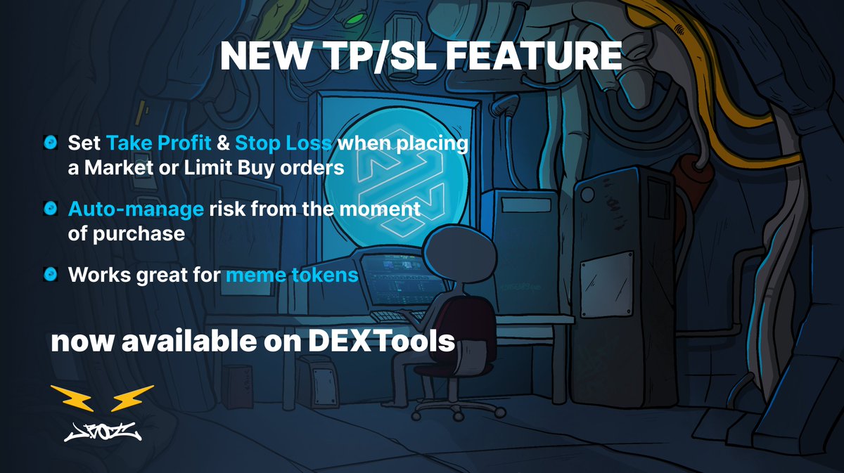 jbot_trade's tweet photo. no more bag holding. no more emotional exits. 

@jbot_trade locks your gains and cuts your losses — TP/SL now live on @DEXToolsApp.  

⚡️set your levels. walk away. 
let the bot do the thinking while others chase green candles.  

real degens play smart.💰 https://t.co/GecbcaUdno