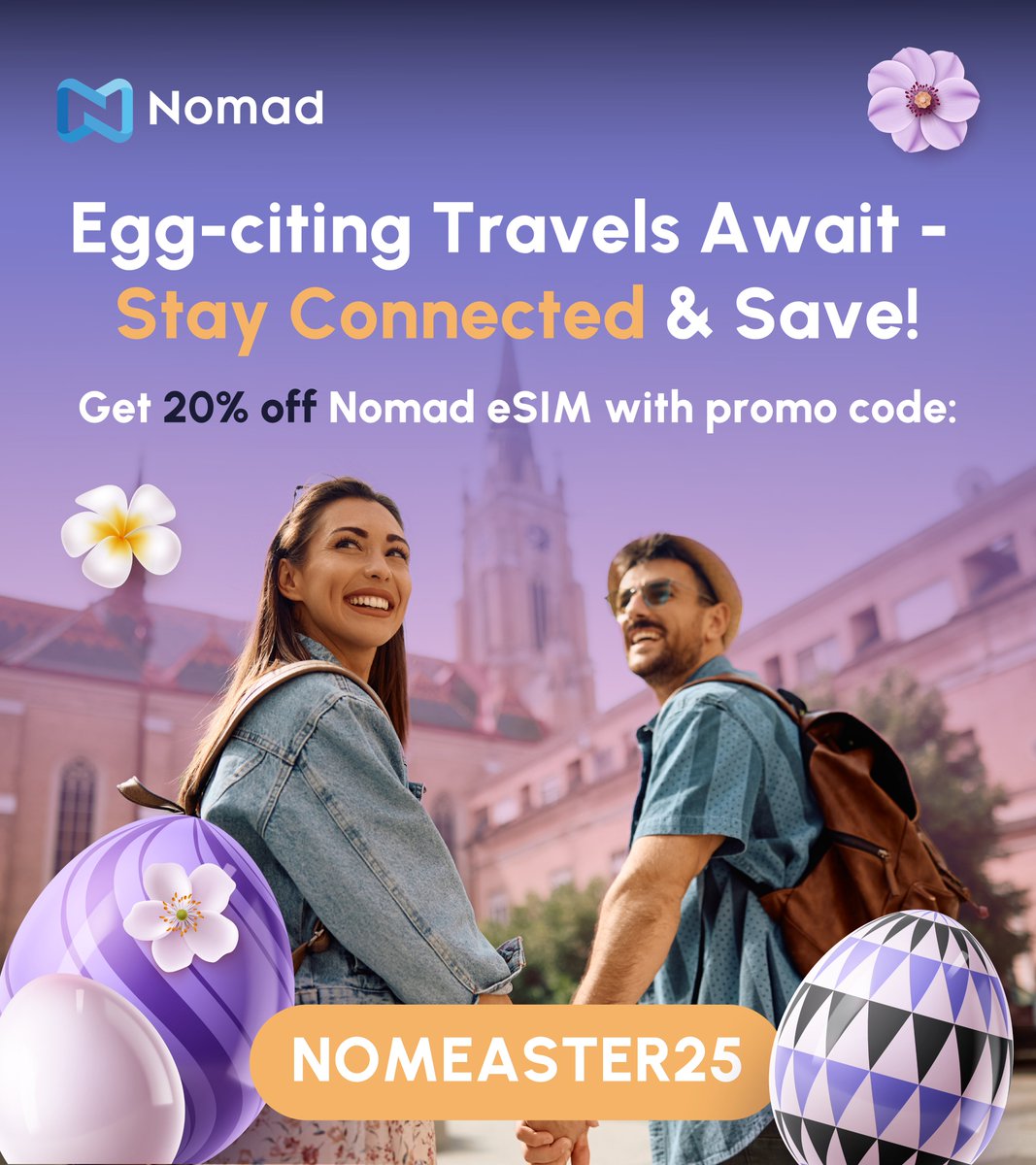 Egg-stra Savings for Your Easter Getaway! 🐰✈️
Celebrate Easter with 20% off your next adventure 🌍 

Use code NOMEASTER25 at checkout and enjoy seamless connectivity wherever you go.

Hurry – offer ends April 22nd at 23:59 PST!

#NomadeSIM #Easter #travel