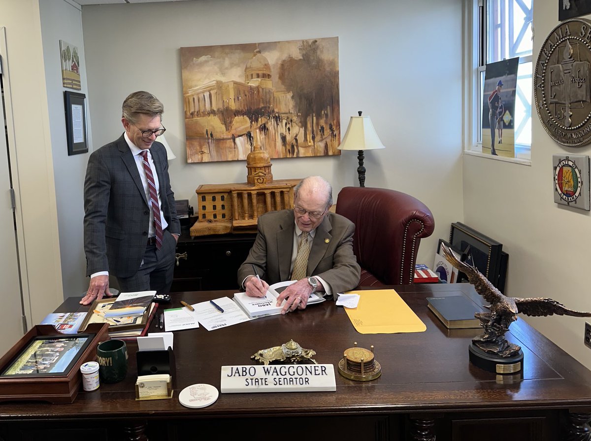 Eric Mackey (@egmackey) on Twitter photo Honored to receive a signed copy of Senator <a href="/JaboWaggoner/">Jabo Waggoner</a>’s new biography — Senator Waggoner is the longest serving state legislator in Alabama history (52 years) Honored to receive a signed copy of Senator <a href="/JaboWaggoner/">Jabo Waggoner</a>’s new biography — Senator Waggoner is the longest serving state legislator in Alabama history (52 years)