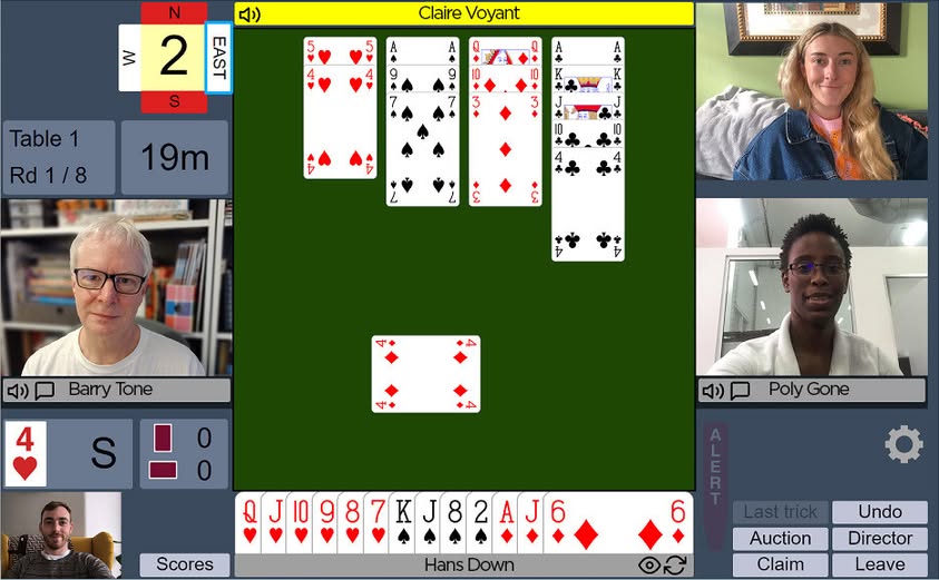 Play bridge, catch up, and have fun – from anywhere!
Join ACBL’s Social Bridge Night on RealBridge with live video &amp; chat. Bring your friends or we’ll match you up!

❤️Mondays | 6–9 PM ET
♠️Thursdays | 4–6 PM ET
♦️FREE to play!

👉 Register here: l8r.it/9Jbj