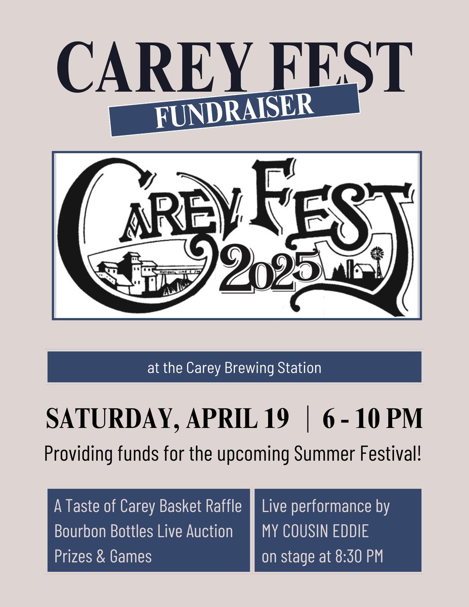 Thirsty Thursday @ CBS - Open @ 3:00
Tonight: Cornhole @ 6:00
Friday: Cory Jolly on stage @ 8:30
Saturday: Coffee Cocktails 5-9, in partnership with The Coffee Shop
Saturday: Carey Fest Fundraiser @ 6:00
Saturday: My Cousin Eddie Band @ 8:30
Sunday: Closed for Easter
Join us!