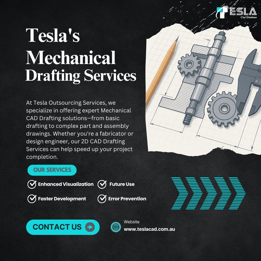 Teslacadau's tweet image. Our expert Mechanical Drafting Services ensure clarity, accuracy, and seamless collaboration for your AEC projects. From detailed plans to fabrication drawings, we deliver excellence. Get a quote today! teslacad.com.au/mechanical-dra…
#MechanicalDrafting #TechnicalDrawings #CADServices
