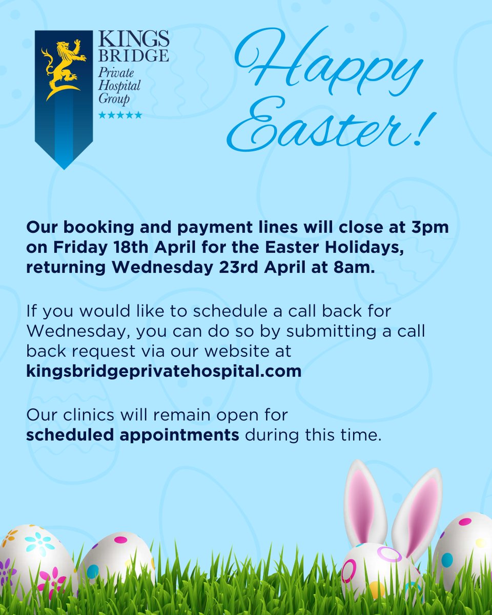 We are wishing everyone a lovely Easter 🐣🌸

Please note our opening hours over the upcoming bank holiday. #HappyEaster