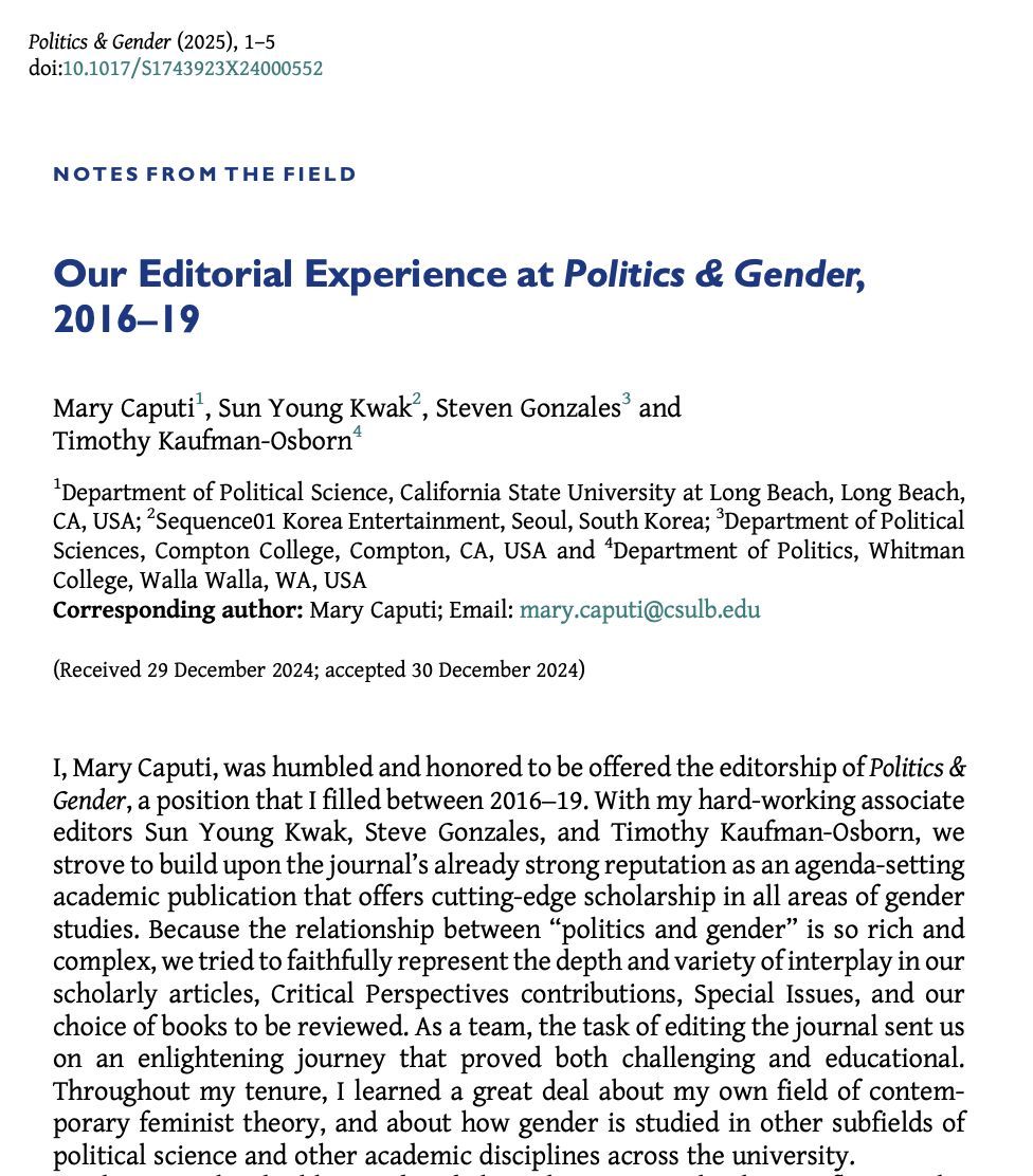 📢New #PAG21 Notes from the Field 📝 

Former editors Mary Caputi, Sun Young Kwak, Steven Gonzales &amp; Timothy Kaufman-Osborn share their experiences editing P&amp;G from 2016-2019. 

buff.ly/3XeNz6W