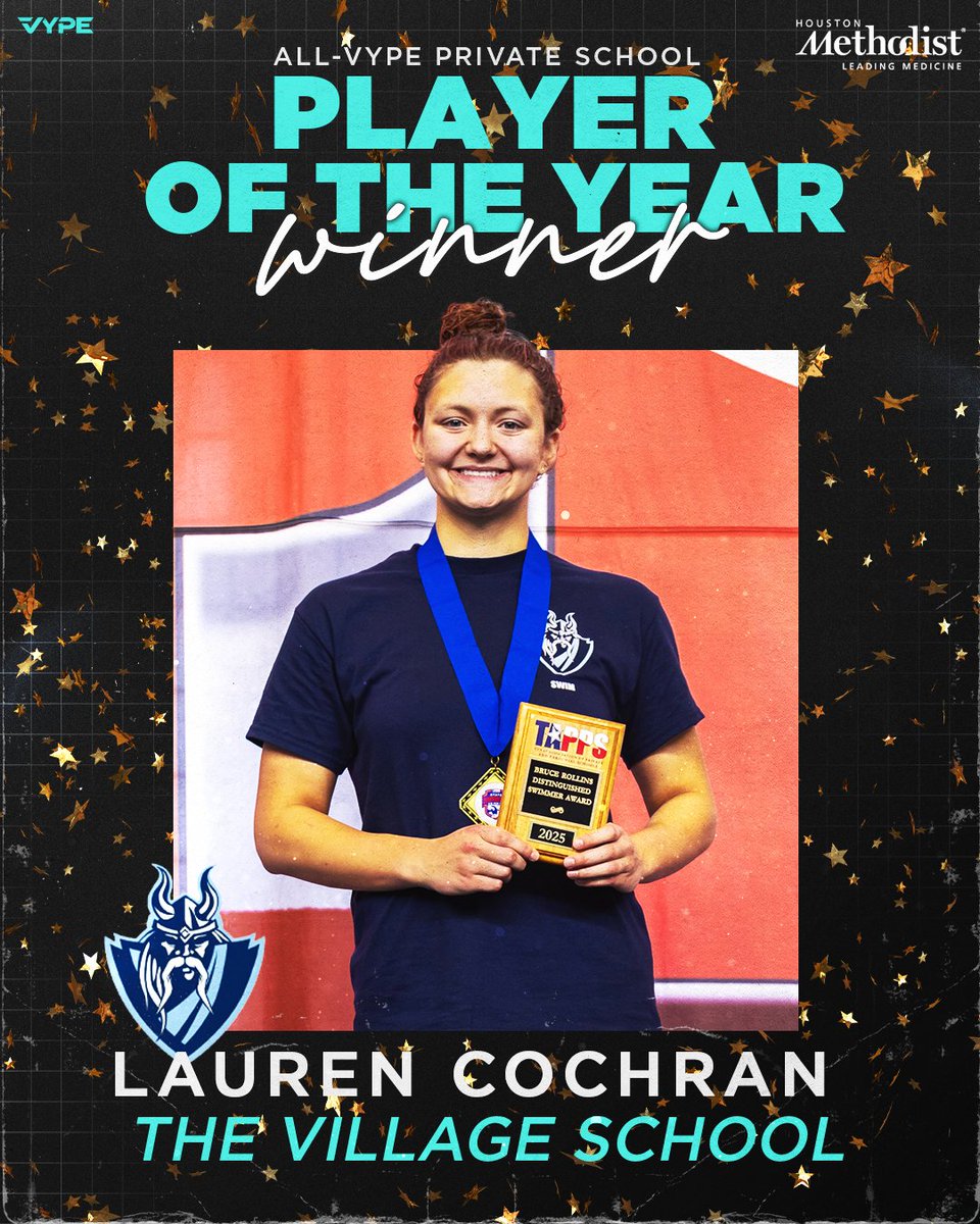 vypehouston's tweet image. Congratulations to the Winners of the 2024-2025 VYPE Awards for Private School Girls Swimmer & Team of the Year presented by @MethodistHosp!