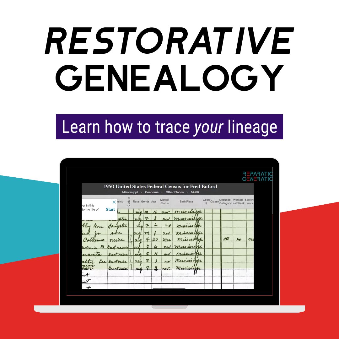 repgen_'s tweet photo. At Reparation Generation, we have the digital tools and records necessary to provide repair to Black Americans through restorative genealogy. Watch our participants find their links to unknown descendants and begin repairing the loss of identity: https://t.co/GevpA97hly https://t.co/yLck4X8oHv