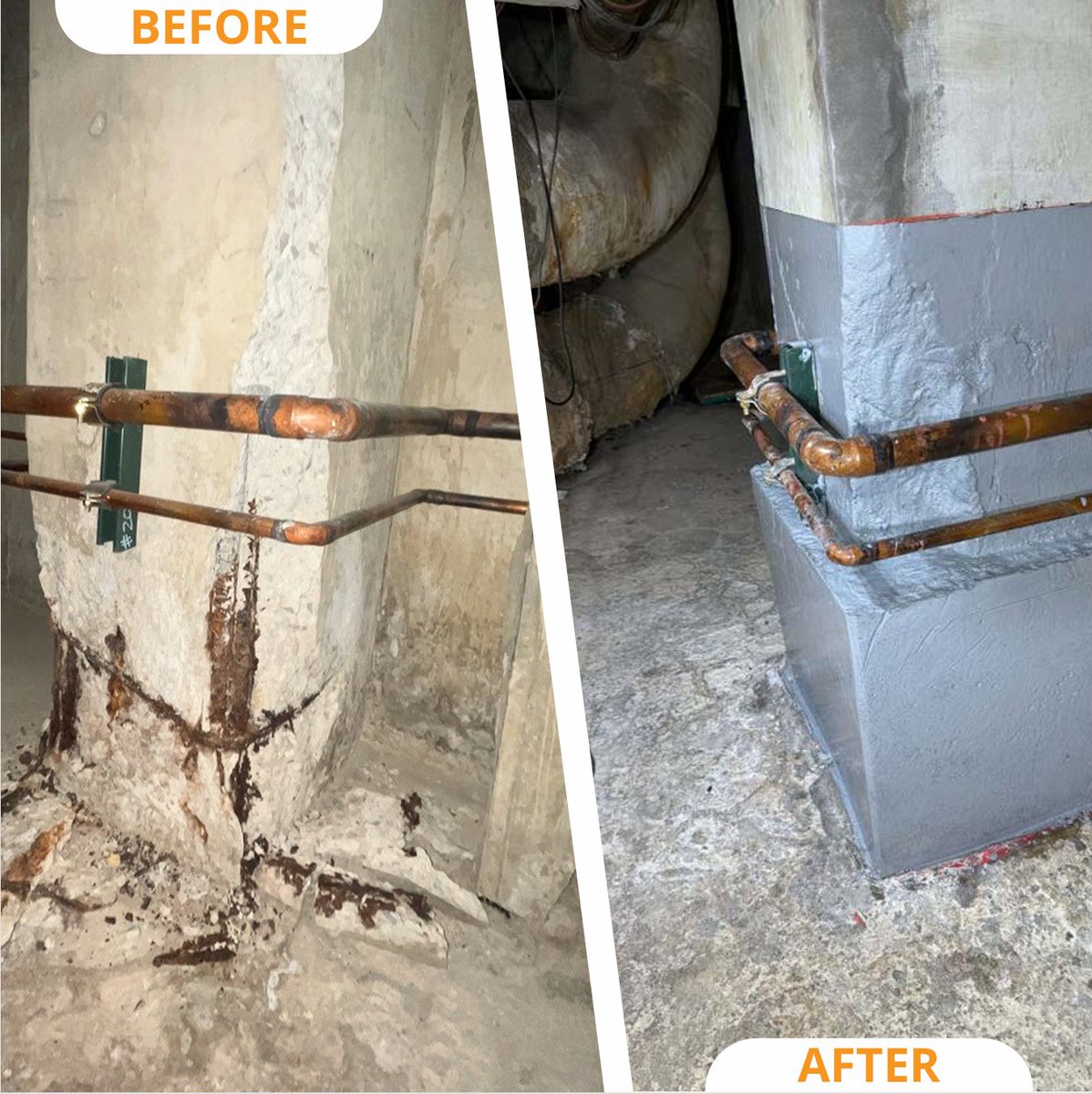 ENECONCorp's tweet photo. When traditional concrete work risked disrupting critical medical air copper piping near structural pillars, ENECON's innovative DuraFill and Chemclad solutions provided a precision repair approach that maintains infrastructure integrity and project continuity.

Our specializ ... https://t.co/VlivGyK0ZS