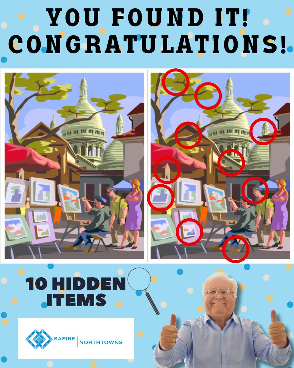 northtownscc's tweet photo. Here are the answers from our spot the difference challenge earlier today! How many did you find? 🧐

#Northtowns #StaySharp #SeniorHealth #BrainTeasers #DailyChallenge #BuffaloNY https://t.co/l6syoksH7h