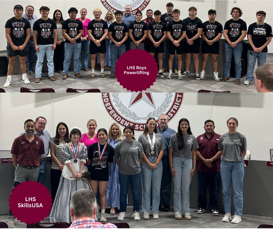 The London ISD April Board Meeting was full of great news. We had Teacher of the Month, Support Staff of the Month and recognized One Act Play, Girls Soccer, Boys Soccer, Girls Powerlifting, Boys Powerlifting, and SkillsUSA. #londonproud