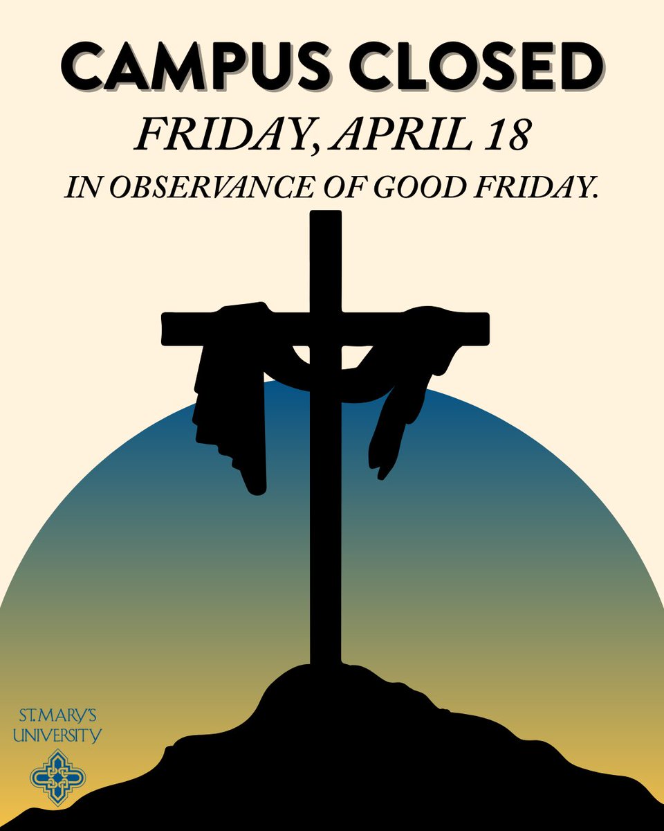 St. Mary's University (@stmarysu) on Twitter photo In observance of Good Friday, St. Mary's University campus will be closed on Friday, April 18. Wishing you a blessed and peaceful Good Friday. In observance of Good Friday, St. Mary's University campus will be closed on Friday, April 18. Wishing you a blessed and peaceful Good Friday.