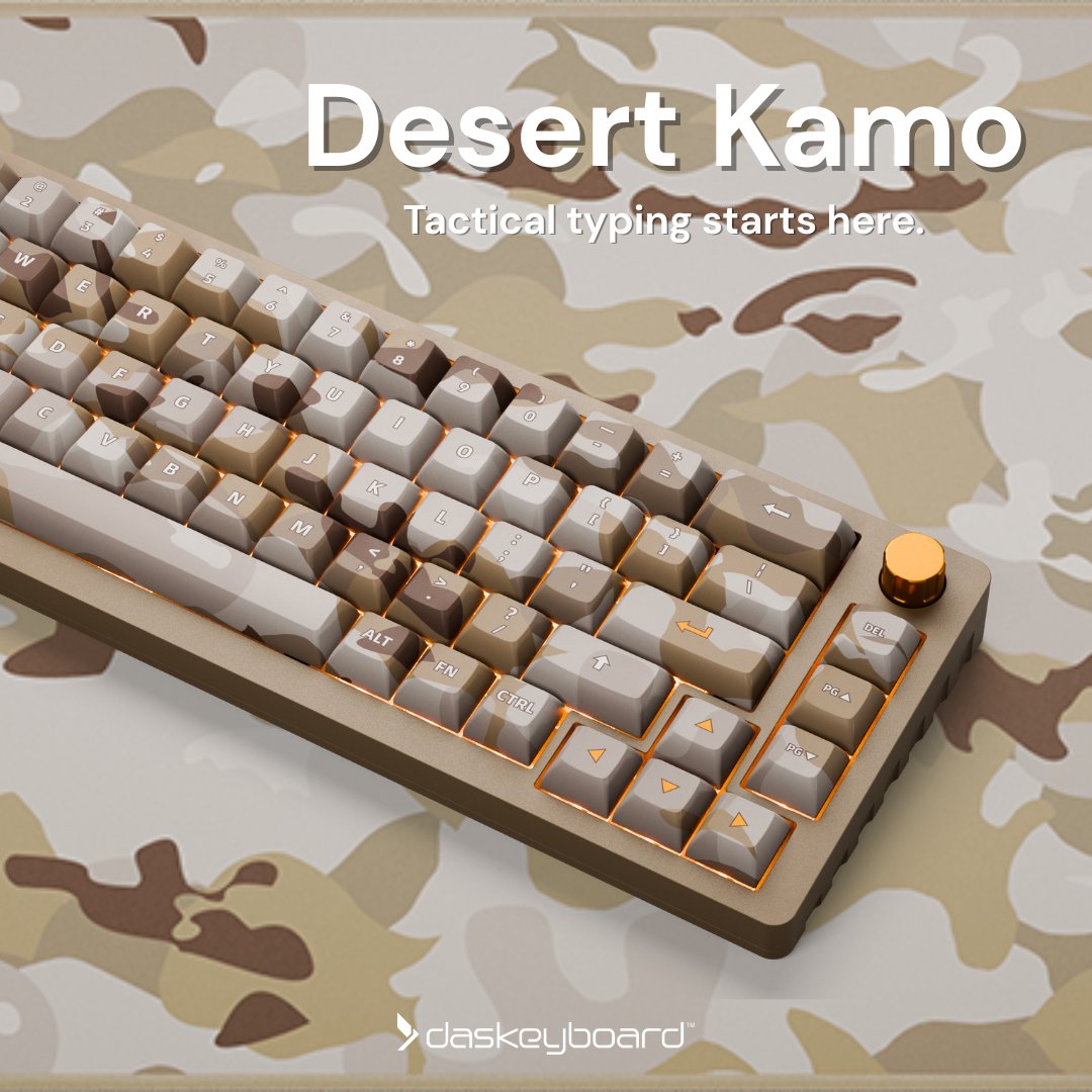 Strike fast. Stand out. The DeltaForce 65 is ready and reporting for duty. Which Kamo setup is your favorite? Learn more here: daskeyboard.com/deltaforce-65/ #KamoKeys #KamoKeyboard #DasKeyboard #MechanicalKeyboard #KeyboardSetup #camokeyboard