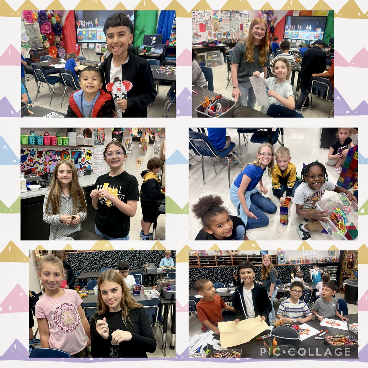 NolaKWilson's tweet photo. 5th and 6th graders have been earning extra time in Art to come be a helper to the younger classes. Both the little and the big kids are loving it! 🎨🖌️😊 https://t.co/Op2AqfR7hv