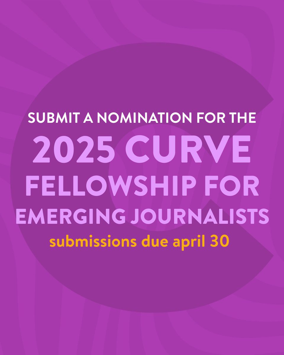 🏳️‍🌈 Help lift up new voices in journalism! Nominate someone for the 2025 Curve Fellowship for Emerging Journalists — $5K, mentorship, and more.

Open to U.S.-based lesbians, queer/trans women &amp; nonbinary folks.

Deadline: April 30. Details at link in bio ⬆️